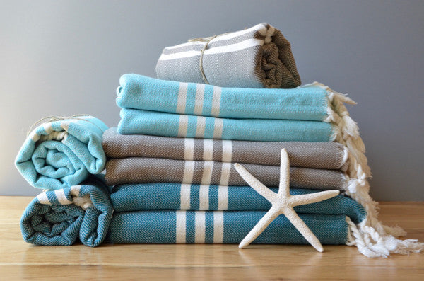 Herringbone Towels - Black - Indigo Traders