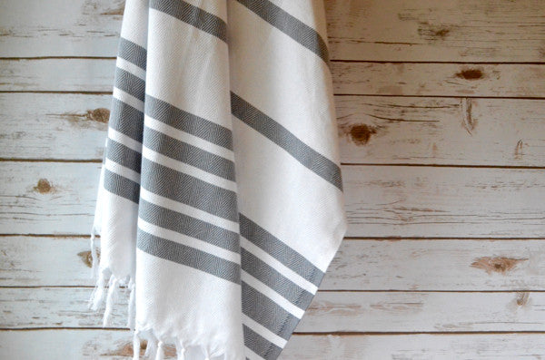 Turkish Towels Herringbone Turkish Towel - Black, Bath & Grooming