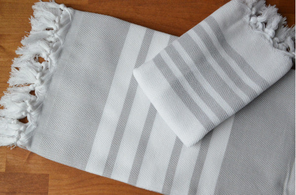 Herringbone Towels - Black - Indigo Traders