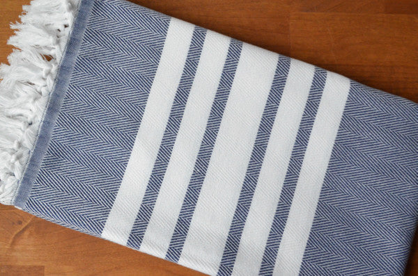 Herringbone Towels - Black - Indigo Traders