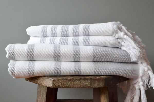 Herringbone Towels - Black - Indigo Traders