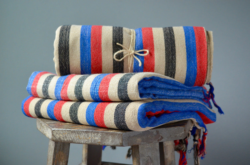 Herringbone Towels - Black - Indigo Traders