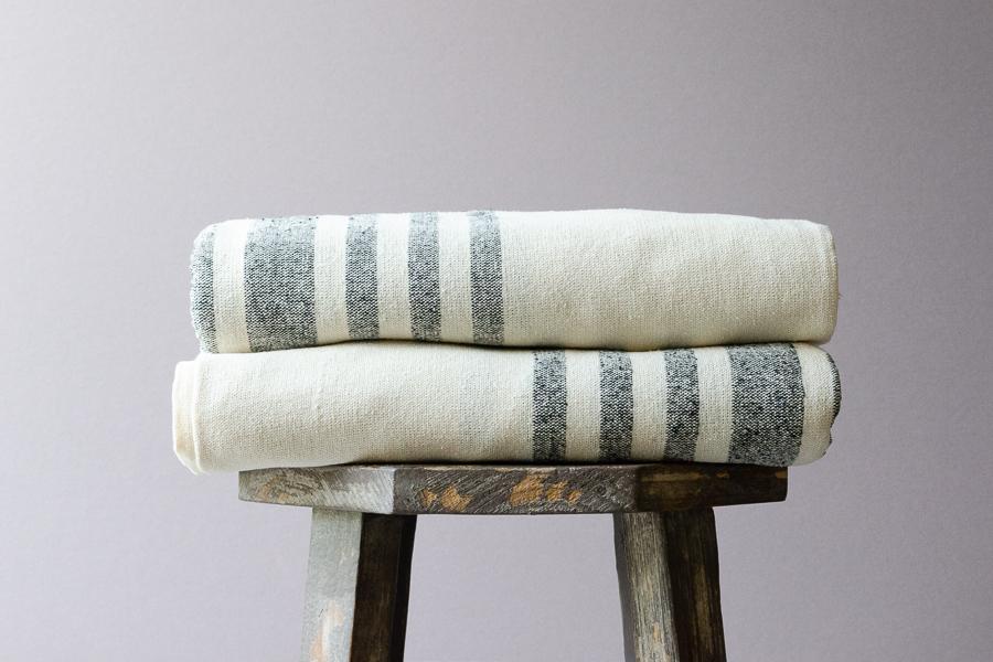 Herringbone Towels - Black - Indigo Traders