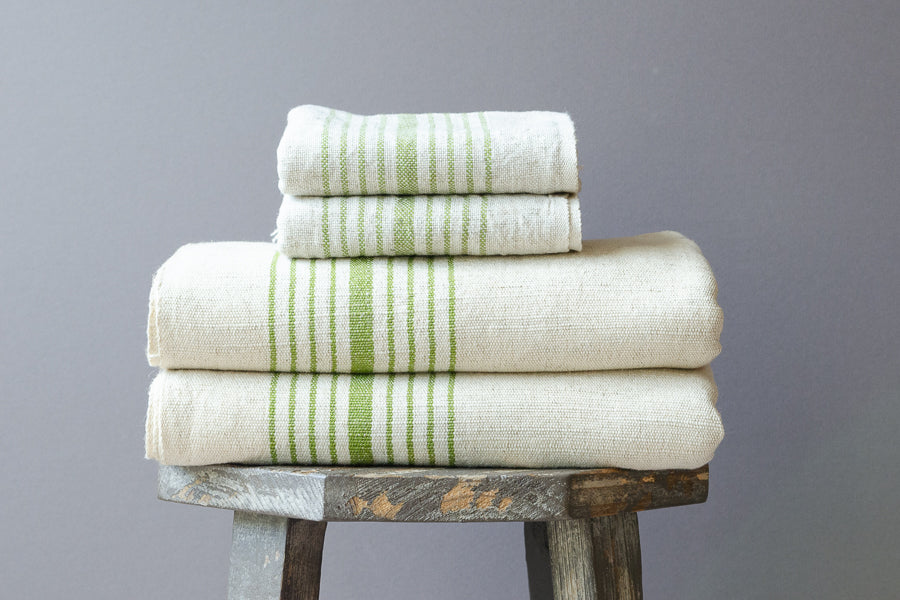 Herringbone Towels - Black - Indigo Traders